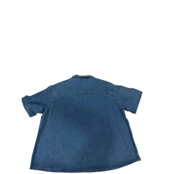 Noisy May Denim Shirt Oversized Short Sleeve Button Up Blue XL - Picture 11 of 11